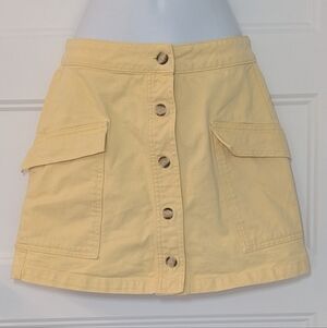 BDG Urban Outfitters Yellow Button Front Mini Skirt Cargo Style Size XS